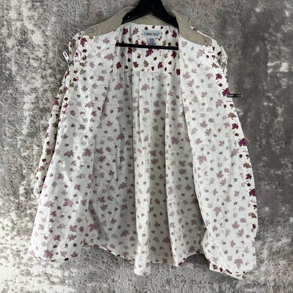 Cabin Creek Size L Floral Print Casual Button Top White Long Sleeve Collar - Picture 2 of 7